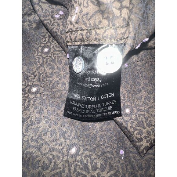 Ted Baker London Long Sleeve Button Shirt Slim Fit Sz XL 5 Brown Pink Polka‎ Dot - Picture 6 of 7